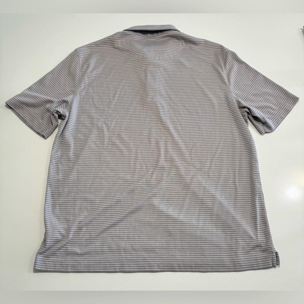 UNTUCKit Men’s Axios Gray & White Striped 100% Cotton Polo Size XLG Comfort - Picture 2 of 7